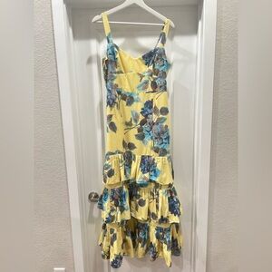 Abercrombie & Fitch Floral Yellow and Blue Women's Dress SIZE Large Petite